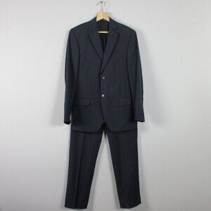 Angelico Viapiana Suit 100% Wool Men Size 48 Black Single Breasted Business 790